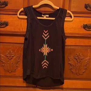 Embroidered high low tank